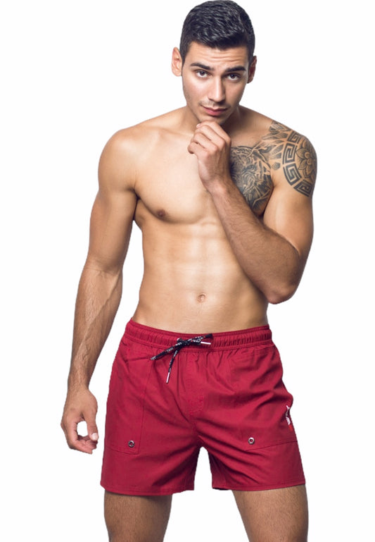 Stay Sustainable and Sexy with BWET Swimwear's Maroon Eclipse Swim Shorts