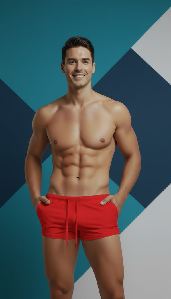 Red - Brighton Beach Trunks - Bold Pack (Black, Navy, Olive, Red)