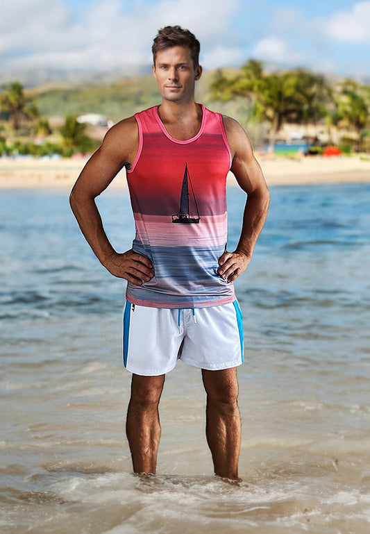 Breathable Beach tank top "Sailboat" by BWET