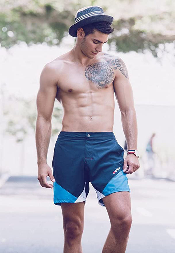 Navy - Get Beach Ready with BWET Swimwear's 'Butterfly' Shorts: Eco-Friendly, Secure, and Stylish!