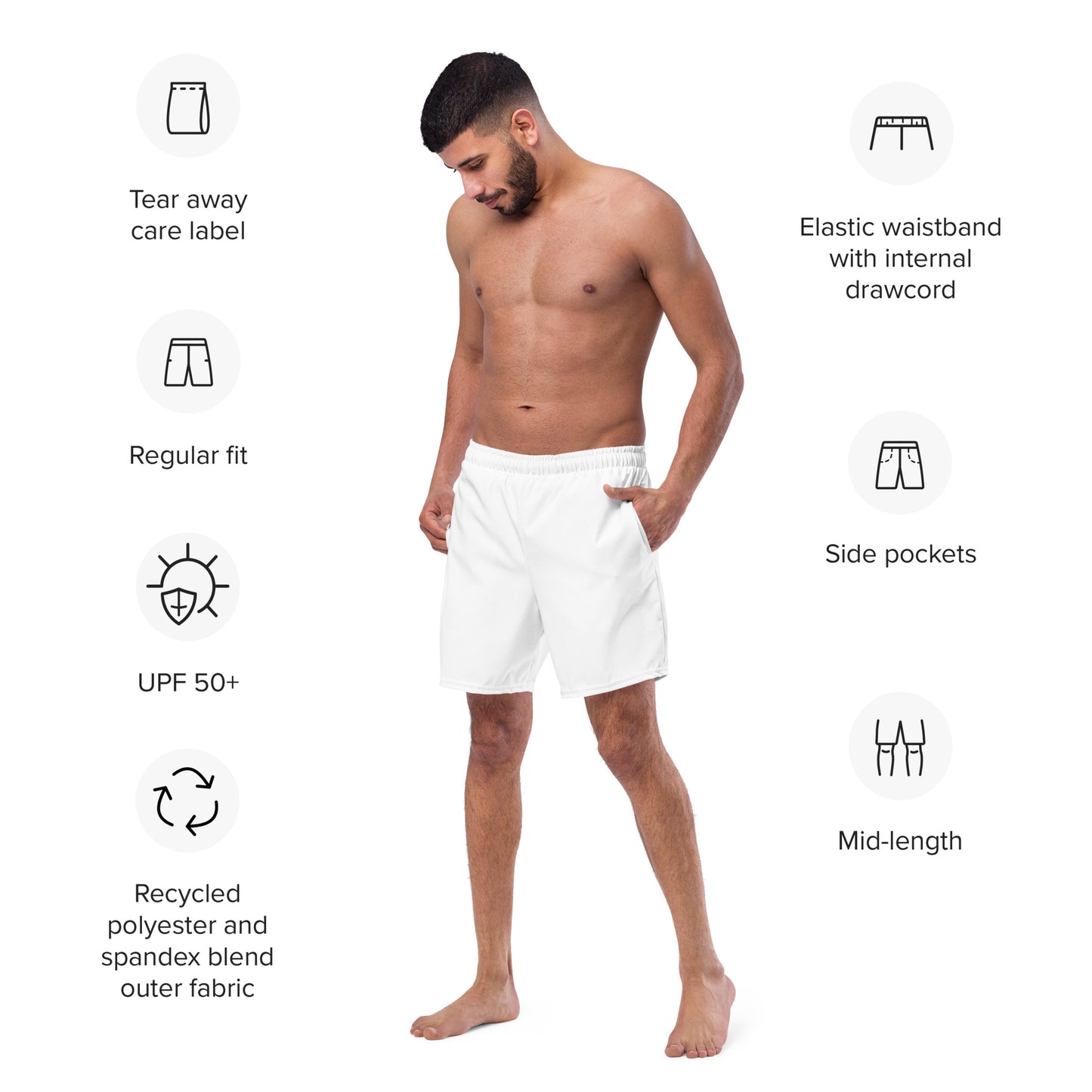 Unleash Your Summer Spirit with BWET's 'Pure Paradise' - The Ultimate White Swim Shorts for the Stylish Beach Adventurer!