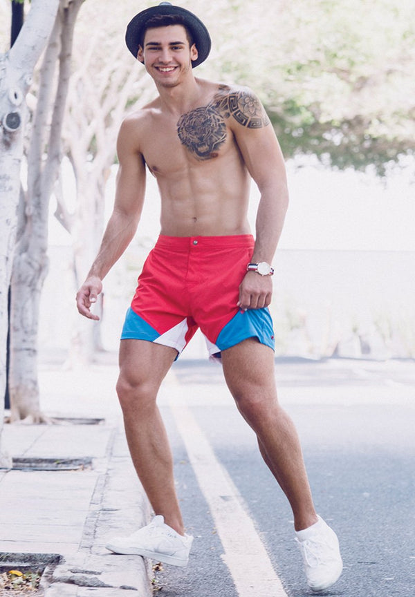 Red - Get Beach Ready with BWET Swimwear's 'Butterfly' Shorts: Eco-Friendly, Secure, and Stylish!