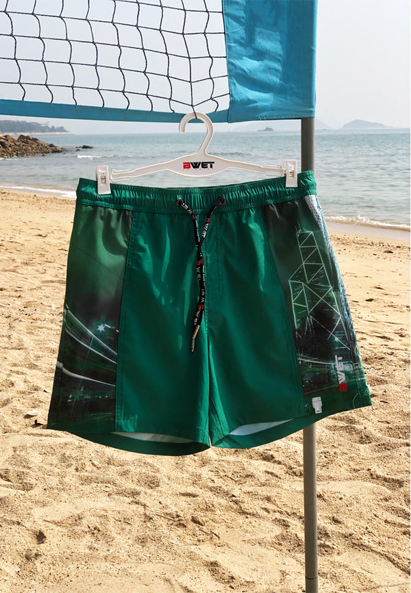 HKG Green - Summer-ready with our eco-friendly ‘HKG’ beach shorts - inspired by NYC and Hong Kong skylines!